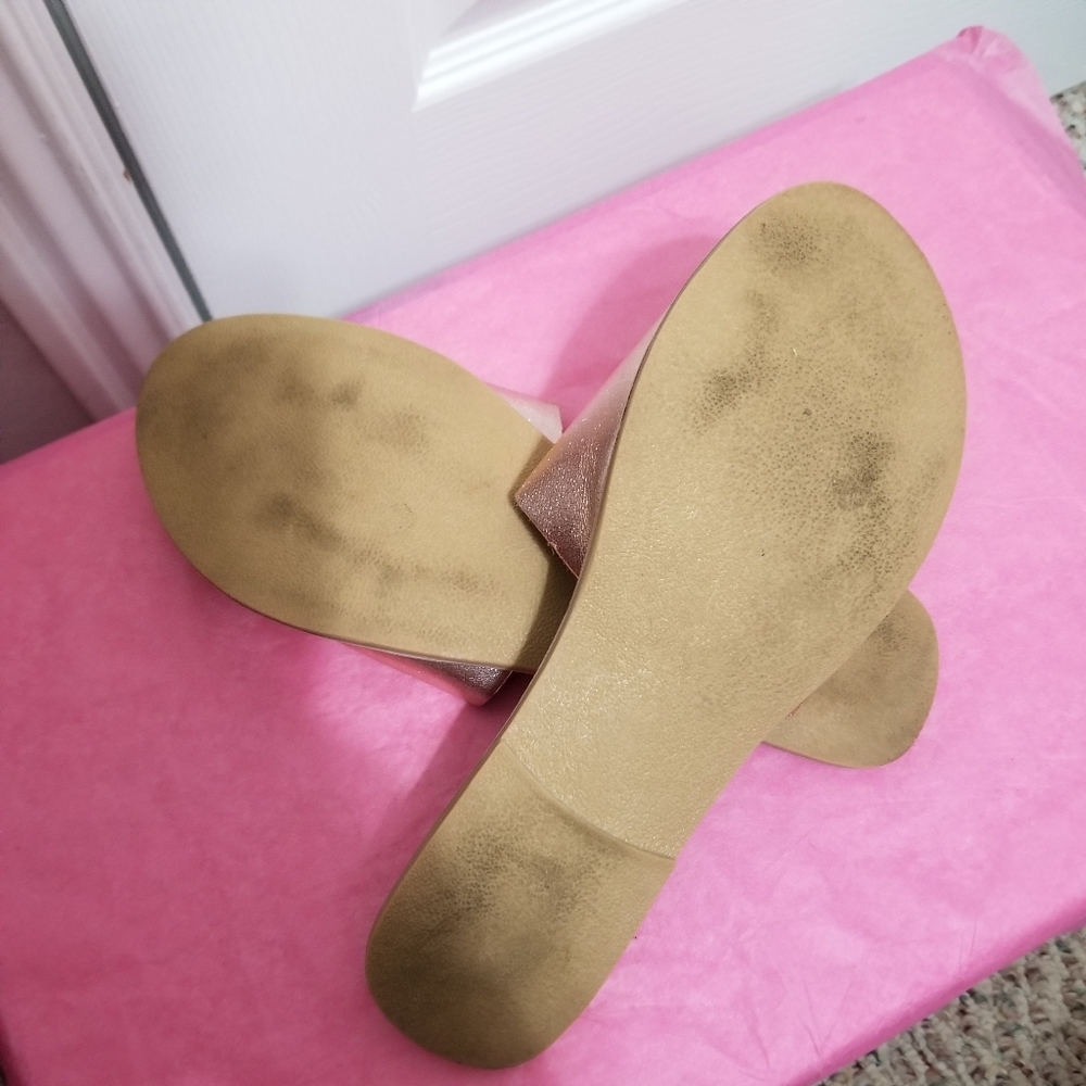 Coconuts, by Matisse - Rose Gold Metallic Cabana Sandals, Leather Upper - Size 9 - Picture 12 of 12